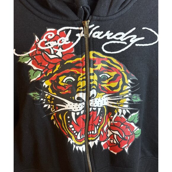 Ed Hardy Tiger & Roses Zip-Up Hoodie - Picture 2 of 4